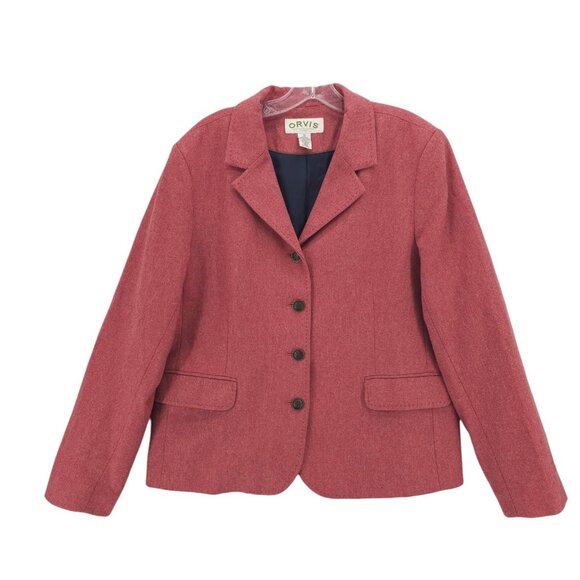 ORVIS Women's Wool Blend Blazer Jacket Crest Buttons Size 16 - Picture 1 of 12